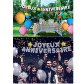 Sud Trading - Zilverkleurige Joyeux Anniversaire ballon slinger