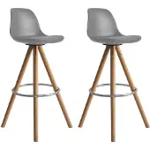 Happy Garden Set van 2 TOBIAS Scandinavische krukjes grijs met kussen