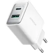 JOYROOM Netwerkoplaadapparaat USB-C / USB-A 30W snellader in wit PD/QC 3.0
