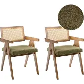 Beliani AVA - Eetkamerstoelen set van 2 - Bruin/Groen - Rubberhout