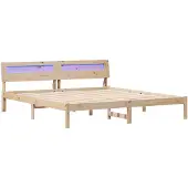 vidaXL Bedframe met hoofdeinde Bruin 200 x 200 cm Massief grenenhout