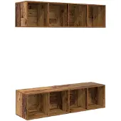 vidaXL Tv-meubelset 3 st Oud Hout Bewerkt hout