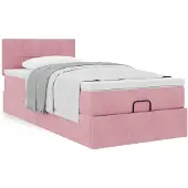 vidaXL Ottoman bed met matras 100x200 cm fluweel roze