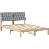 vidaXL Bedframe met Gevoerde Hoofdbord Bruin 160 x 200 cm