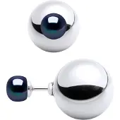 Diadema Oorbellen DUPLEX Kralen Zoetwater 6-7mm Black 925