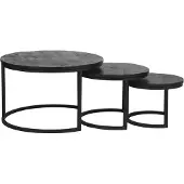 WGXL Collection Salonset 3-delig - Mangohout - Zwart - Rond -
