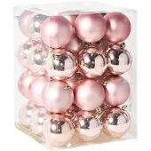 Beliani BYGDIN - Set van 36 kerstballen - Roze - Synthetisch materiaal