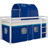 Homestyle4u Hoogslaper - 90x200 cm - Blauw - Ladder