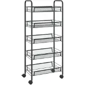vidaXL Keukenwagen - Ijzer, Zwart, 46 x 26 x 105 cm