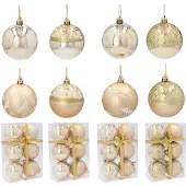 Chomik Gouden Kerstballen Mix 6 stuks, 7 cm, Onbreekbaar Kunststof
