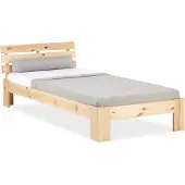 Homestyle4u Eenpersoonsbed - 90x200 cm - Houten bed - Natuur