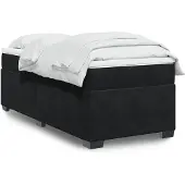 vidaXL Boxspring met matras fluweel zwart 90x190 cm