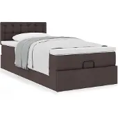 vidaXL Bed met matras 100x200 cm stof donkerbruin