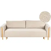 Beliani KVAM - Slaapbank 3-zits opbergruimte - Beige - Bouclé