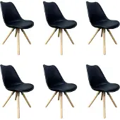 Lina Bella Eetkamerstoelen - Set van 6 - Woonkamerstoel - Zwart