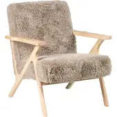 Beliani KISA - Fauteuil - Taupe - Kunstbont