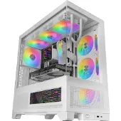 Mars Gaming Gaming Behuizing MC-LCDX ATX, IPS Scherm 9,16", Gehard Glas, Dubbele Kamer, Mesh, Wit