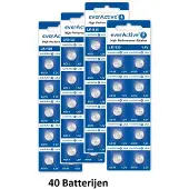 EverActive AG10 G10 LR1130 LR54 Alkaline Knoopcel Batterij 40 Stuks