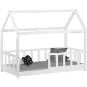 Homestyle4u Kinderbed 80x160 cm - Huisbed - Vloerbed - Wit