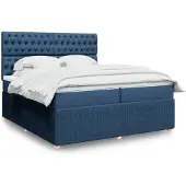 vidaXL Boxspring met matras stof blauw 200x200 cm