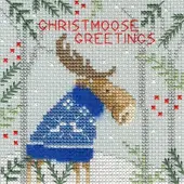 Bothy Threads Borduurpakket kerstkaart Xmas Moose -