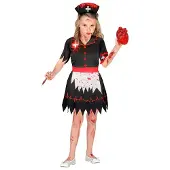 Widmann Zombie verpleegster zwart kostuum Evi kinderen