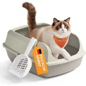 Feandrea Open kattenbak met hoge randen en handige schep, XXL(56 x 42 x 23,5 cm)