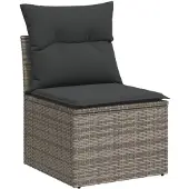 vidaXL 11-delige loungeset voor de tuin met kussens, grijs, polyrotan