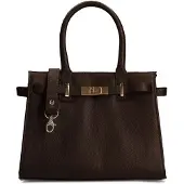 Manfield Donkerbruine leren handtas | Maat Onesize