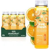 LiveFresh 100% sinaasappelsap koudgeperst – zonder toevoegingen – sinaasappels vruchtensap gemaakt in Duitsland – 6x250ml