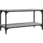 vidaXL Tv-meubel 80x33x41 cm bewerkt hout en staal grijs sonoma eiken