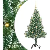 vidaXL Kunstkerstboom Sneeuw Gevlokt met LED Licht Groen en Wit 150 cm