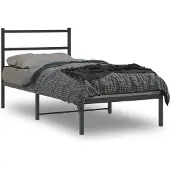 vidaXL Bedframe met hoofdbord metaal zwart 90x200 cm
