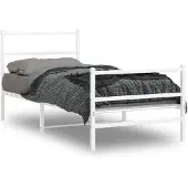 vidaXL - Bedframe - met - hoofd- - en - voeteneinde metaal - wit - 90x190 - cm