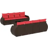 vidaXL 9-delige tuinbankset met kussens, bruin polyrotan