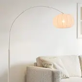 LumenXL Japandi booglamp Marell – beige armatuur met linnen kap