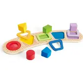 Hape houten peuter puzzel vormen - educatief speelgoed.