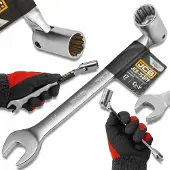 JCB - Dubbelzijdige Steeksleutel met Gelede Kop - 17mm - Chroom-Vanadium Staal