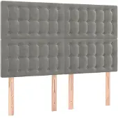 vidaXL Hoofdbord lichtgrijs 144x5x118/128 cm fluweel