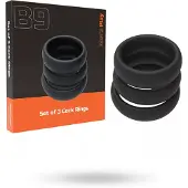 Men's Play - penisring set - dik siliconen - zwart - 3 stuks