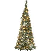 Beliani FIRVANA - Besneeuwde kunstkerstboom - Wit - Synthetisch materiaal