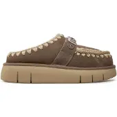Mou Dames Bounce klompen leren klomp met metalen logo, taupe (39), Leer, 3 tot 5 cm, Geen, Casual MU.FW531001A