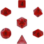 Chessex Opaak Rood Zwart Polydice Dobbelsteen Set 7 stuks.