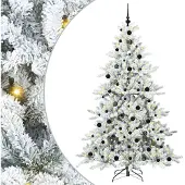 vidaXL Kunstmatige Hinged Kerstboom Wit 210 cm PVC en Staal