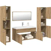 vidaXL 5-delige Badkamermeubelset bewerkt hout artisanaal eikenkleur
