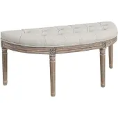 HOMCOM -Eindbank-Linnenlook stof-110x44x49cm-Crème