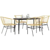vidaXL 5-delige Tuinset poly rattan glas bruin