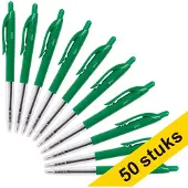 123inkt balpen met drukknop groen (50 stuks)