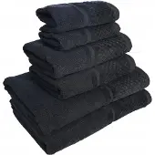 Eurofirany Luxe Badhanddoeken Set 6 Stuks - 500gsm Katoen - Zwart