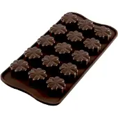 Silikomart EasyChoc Fleury bonbonvorm 15 klavertjes ø 3 cm silicone bruin